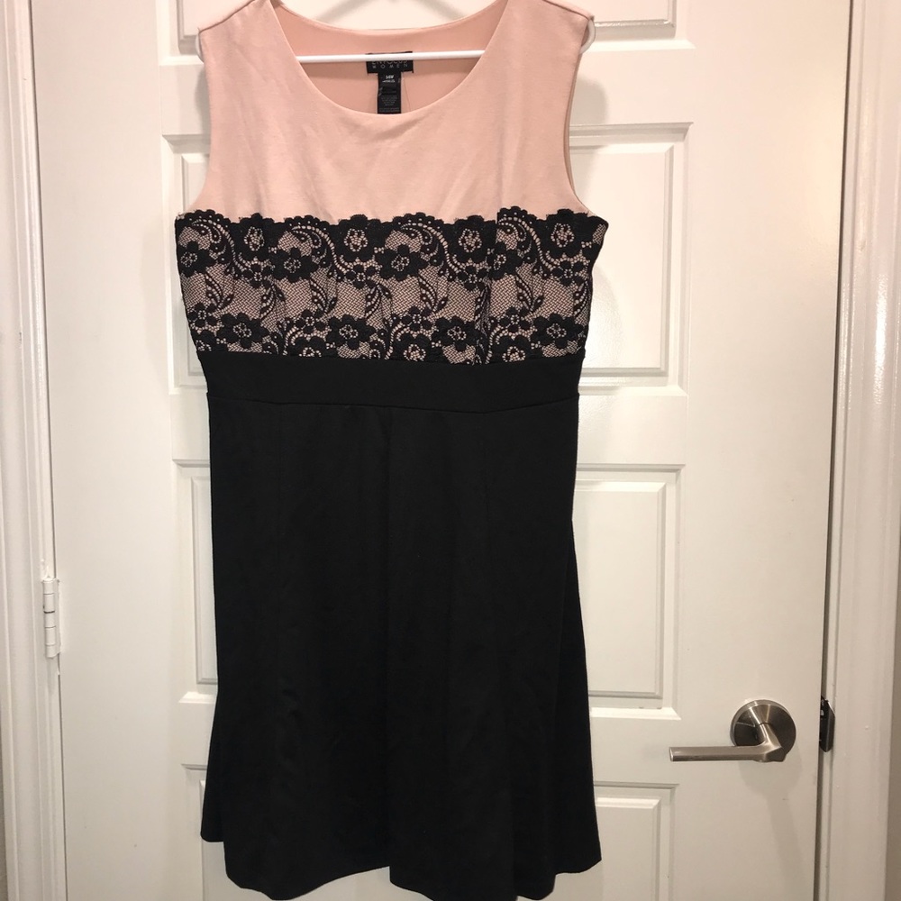 Pink & Black Lace Overlay Dress